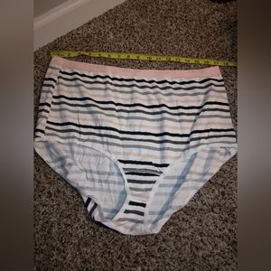 NWOT Cacique Black, Pink Striped Panties- Sz. 26/28 High Waist Briefs
